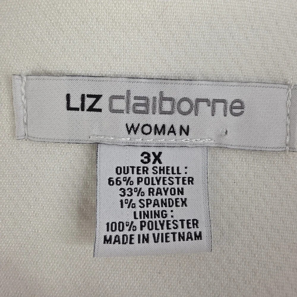 NWT Liz Claiborne 3X Cream Zippered Lined Long Blazer Jacket 3180-AV - Picture 4 of 13
